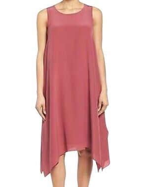NWT Eileen Fisher jewl neck silk crepe dress PS